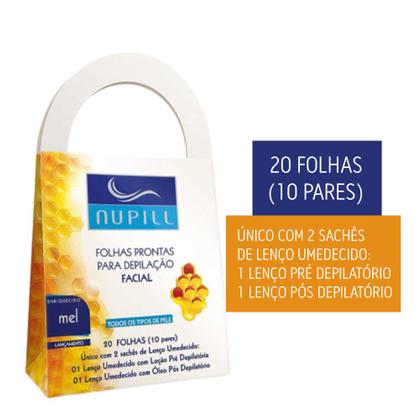 Imagem de Kit 12cx Folhas Prontas para Depilação Facial Buço Sobrancelha Mel Nupill 20 Folhas