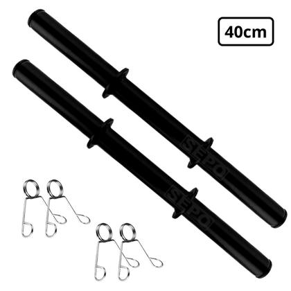 Imagem de Kit 12Kg Anilhas Emborrachadas com 2 Barras Pretas de 40cm