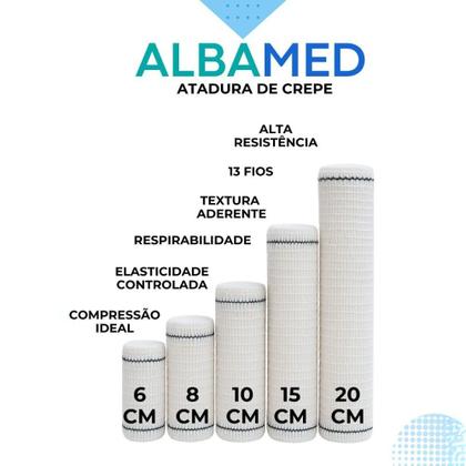 Imagem de Kit 12un Faixa Curativo Atadura Crepe Algodão 13 Fios Alta Qualidade Absorção Elasticidade