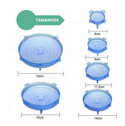 Imagem de Kit 12un Tampa silicone transparente potes pratos panelas