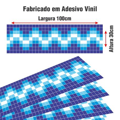 Imagem de Kit 14 Adesivos Piscina Azulejo Mosaico Ziguezague Azul 100x30cm