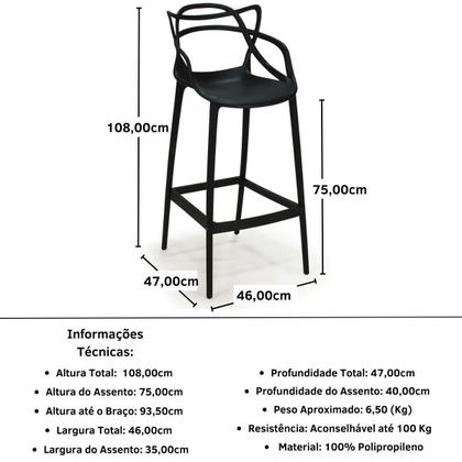 Imagem de Kit 14 Banquetas Allegra com Encosto Design Cozinha/Bancada - Preto