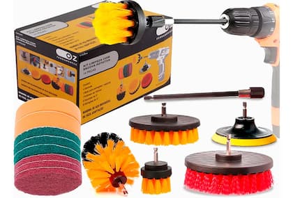 Kit 14 Escova Limpeza Pesada Encaixa Parafusadeira Furadeira - Oz