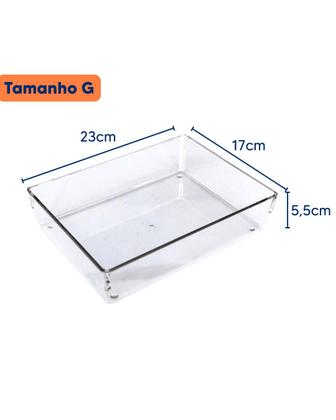 Imagem de Kit 14 Organizador Multiuso Modular Gavetas Acrílico Cristal 2G/4M/8P