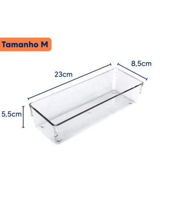 Imagem de Kit 14 Organizador Multiuso Modular Gavetas Acrílico Cristal 2G/4M/8P