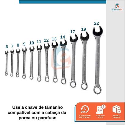 Imagem de Kit 14 Peças Jogo de Chave Combinada Boca e Estrela 6 a 22mm - Starfer