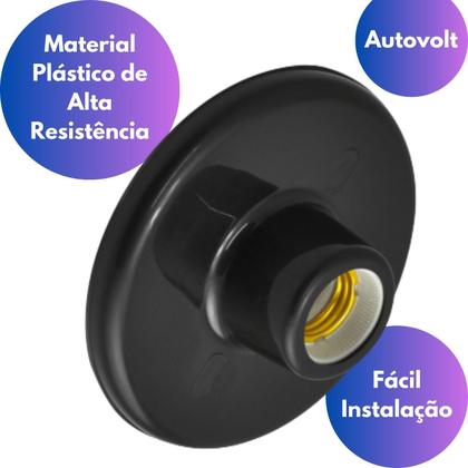 Imagem de Kit 14 Plafonier Plafon Soquete E27 Preto 14 Lâmpada Led