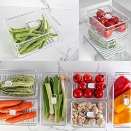 Imagem de Kit 14 Pote Organizador De Geladeira Frutas Verduras