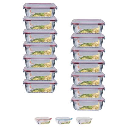 Imagem de Kit 14 Potes Vidro Hermético Marmita 4 Travas Canelado 370ml