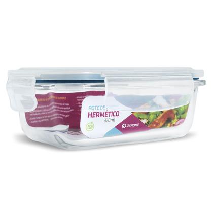 Imagem de KIT 14 Potes Vidro Herméticos Retangular 370ml Azul