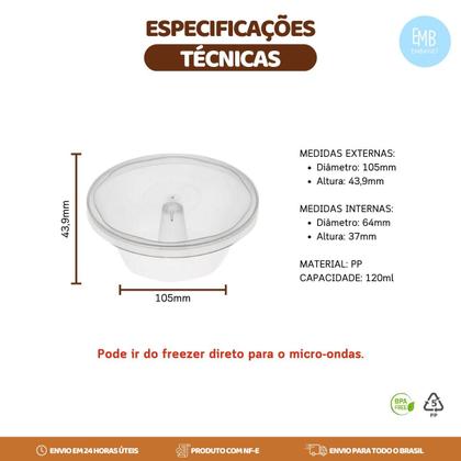 Imagem de Kit 144 Formas Descartavel Para Pudim Com Tampa Plastica 120ml