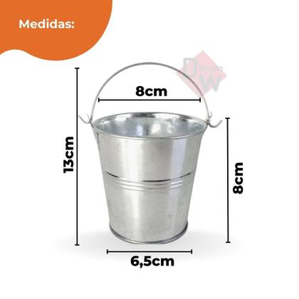 Imagem de Kit 15 Balde Alumínio Prata p/ Decoração/Lembrancinhas/Flor