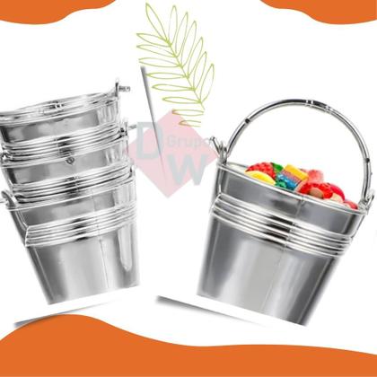 Imagem de Kit 15 Balde Alumínio Prata p/ Decoração/Lembrancinhas/Flor