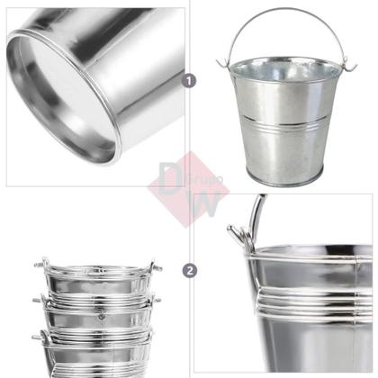 Imagem de Kit 15 Balde Alumínio Prata p/ Decoração/Lembrancinhas/Flor