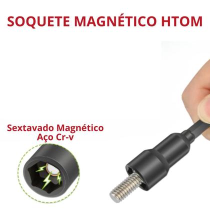 Imagem de Kit 15 Bits Soquete Magnético 3/8x65mm Aço Cr-v Htom