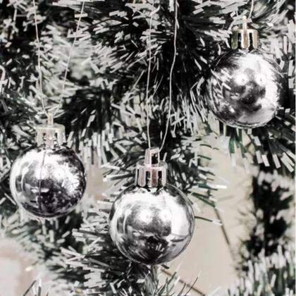 Imagem de Kit 15 Bolas De Natal Mista 3cm Prata Decoração Árvore