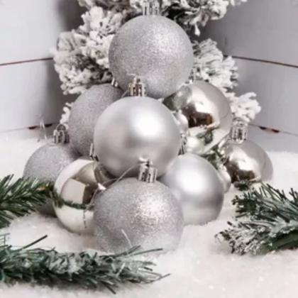 Imagem de Kit 15 Bolas De Natal Mista 3cm Prata Decoração Árvore