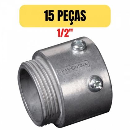 Imagem de Kit 15 conector unidut aluminio conico com rosca 1/2 tramontina