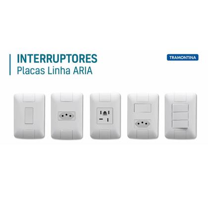 Imagem de Kit 15 Conjunto Tomada Simples Comp 10a Aria 4x2 Tramontina Cor Branco