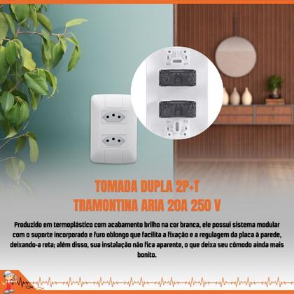Imagem de Kit 15 Conjunto Tomadas Duplas 20a Tramontina completa linha Aria