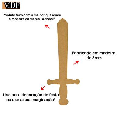 Imagem de Kit 15 Espada para Lembrancinha ou Decoração 40cm Mdf Madeira