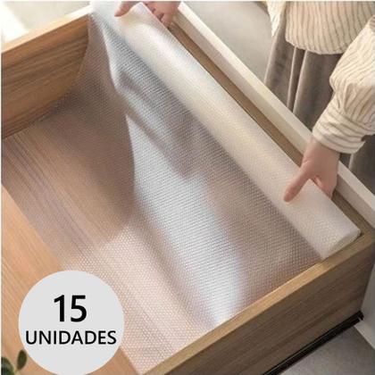 Imagem de Kit 15 Forro Armário Gaveta Antiderrapante 120x45 Cm Antideslizante