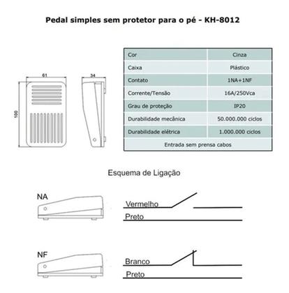 Imagem de Kit 15 Interruptores Pedal Jng Kh-8012 1na+1nf
