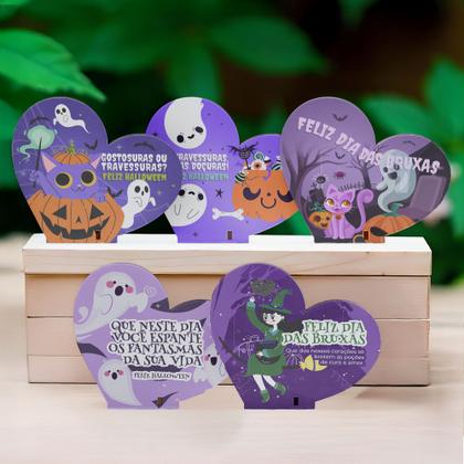 Imagem de Kit 15 Lembrancinhas Halloween Coração MDF Dia das Bruxas