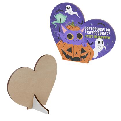 Imagem de Kit 15 Lembrancinhas Halloween Coração MDF Dia das Bruxas
