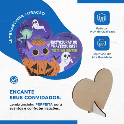 Imagem de Kit 15 Lembrancinhas Halloween Coração MDF Dia das Bruxas