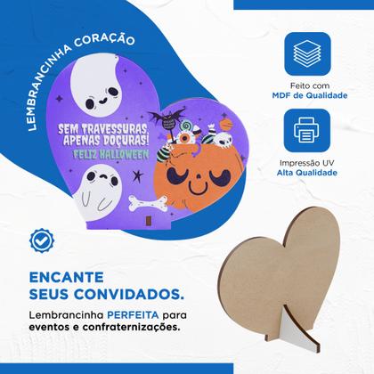 Imagem de Kit 15 Lembrancinhas Halloween Coração MDF Dia das Bruxas