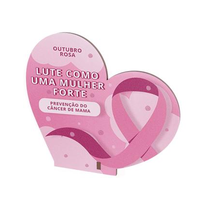 Imagem de Kit 15 Lembrancinhas MDF Coração Outubro Rosa Campanha de Conscientização