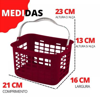 Imagem de Kit 15 Mini Cesta Cestinha Plástica Farmacia 3,5L Com Alça