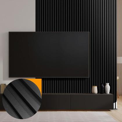 Imagem de Kit 15 Painel Ripado Prime Madeira PVC Preto Fosco 2,9mX16cm