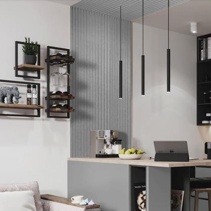 Imagem de Kit 15 Painel Ripado PVC Madeira Travertino Cinza 2,9m X 16cm