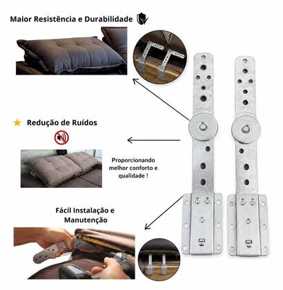 Imagem de Kit 15 Pares de Catraca para Sofá Retrátil Blindada Sofá Reclinável