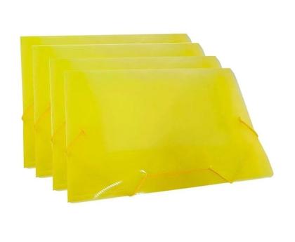 Imagem de Kit 15 Pastas Aba Elásticas Plástica Ofício Fina Amarela Acp