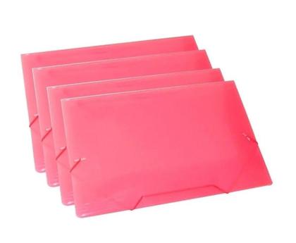 Imagem de Kit 15 Pastas Aba Elásticas Plástica Ofício Fina Vermelha Acp