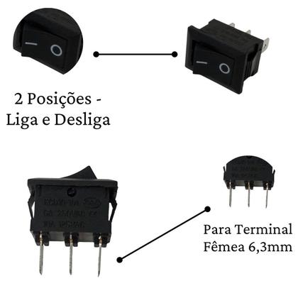Imagem de Kit 15 Peças Interruptores Tic Tac Kcd1-102 2P 3T Abajures Leds Chaves Gangorra Tik Tak On Off Liga Desliga 3 Pinos