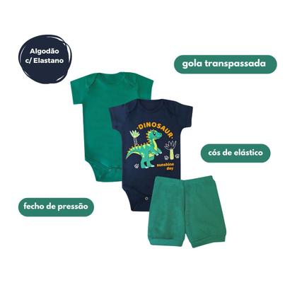 Imagem de Kit 15 peças Trijunto Roupa Bebê Body manga Curta Shorts com Punhos Menino Menina Algodão c elastano Enxoval Atacado RN aoGG