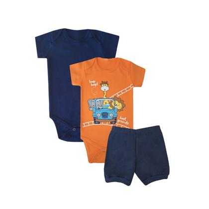 Imagem de Kit 15 peças Trijunto Roupa Bebê Body manga Curta Shorts com Punhos Menino Menina Algodão c elastano Enxoval Atacado RN aoGG