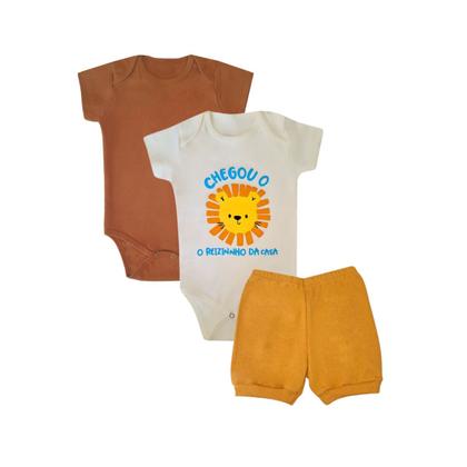 Imagem de Kit 15 peças Trijunto Roupa Bebê Body manga Curta Shorts com Punhos Menino Menina Algodão c elastano Enxoval Atacado RN aoGG