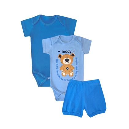 Imagem de Kit 15 peças Trijunto Roupa Bebê Body manga Curta Shorts com Punhos Menino Menina Algodão c elastano Enxoval Atacado RN aoGG