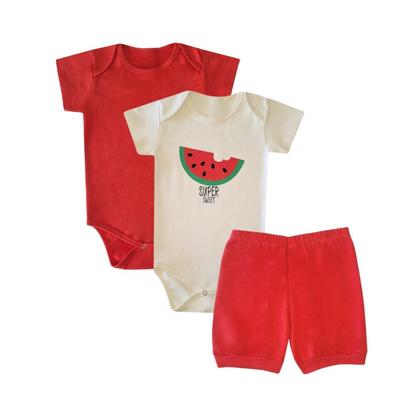 Imagem de Kit 15 peças Trijunto Roupa Bebê Body manga Curta Shorts com Punhos Menino Menina Algodão c elastano Enxoval Atacado RN aoGG