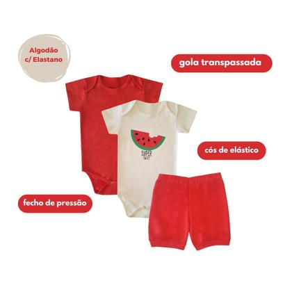Imagem de Kit 15 peças Trijunto Roupa Bebê Body manga Curta Shorts com Punhos Menino Menina Algodão c elastano Enxoval Atacado RN aoGG