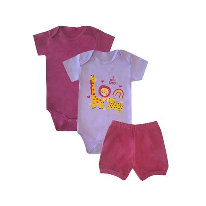 Imagem de Kit 15 peças Trijunto Roupa Bebê Body manga Curta Shorts com Punhos Menino Menina Algodão c elastano Enxoval Atacado RN aoGG