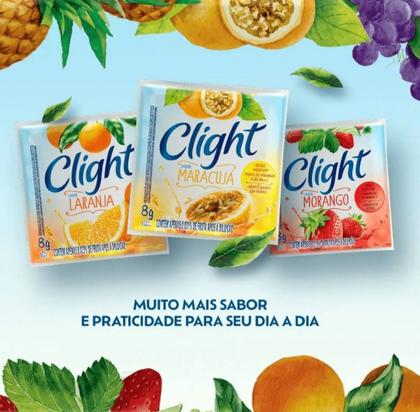 Imagem de Kit 15 Suco Refresco Em Pó Clight Morango Zero Açucar 8gr