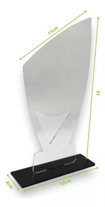 Imagem de Kit 15 Troféu Acrilico Cristal 2mm 21x11cm C/base Preta