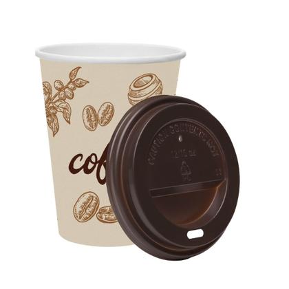 Imagem de Kit 150 Copos de Café Descartável Papel 300ml Biodegradável Branco com Tampa Lyor