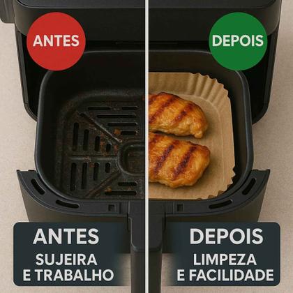 Imagem de Kit 150 Formas Quadrada Descartável Airfryer 20x20x4,5cm